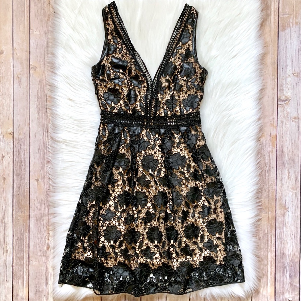 Romeo & Juliet Couture Faux Leather Crochet Dress - Picture 1 of 8